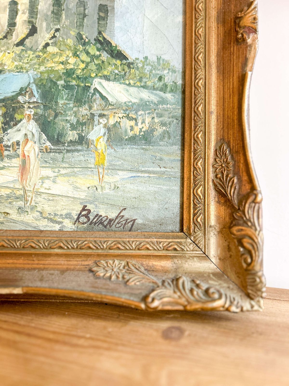 Framed Oil On Canvas By Caroline C. Burnett  Paris Street Scene  Ornate Frame photo furniture