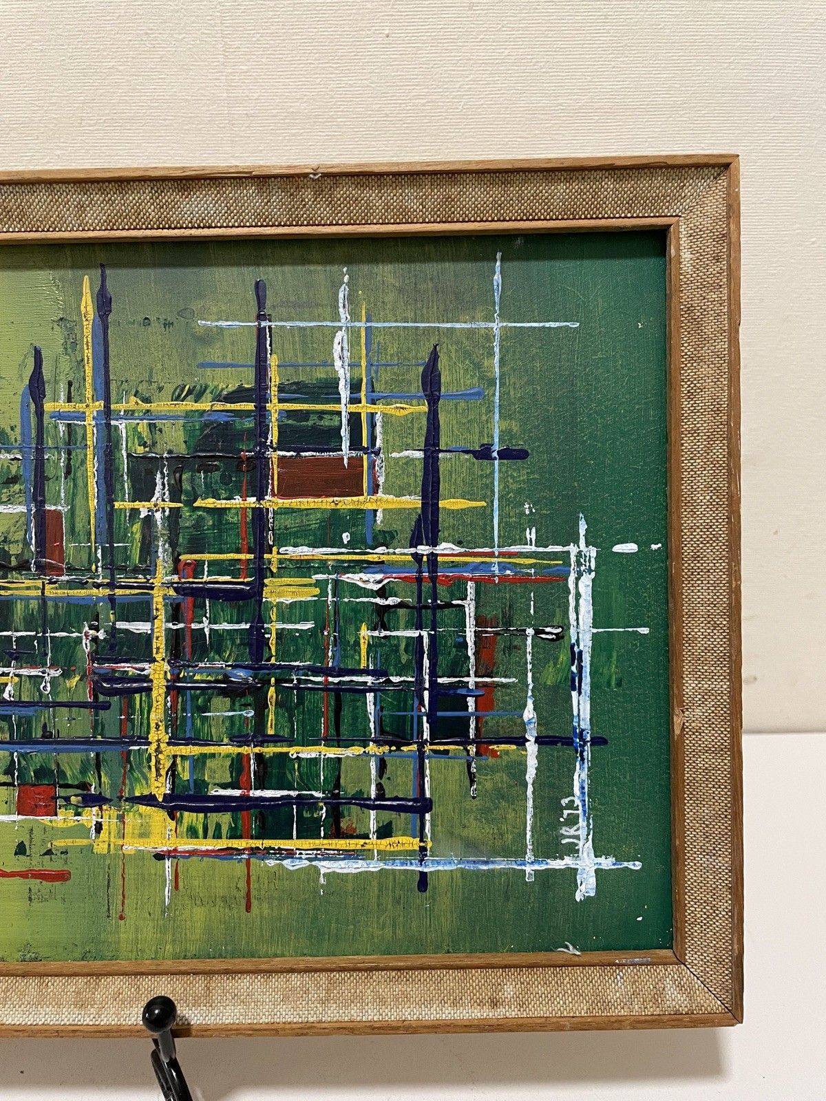 Original Abstract Mid Century Modernist Style Panorama Oil On Board Painting photo vinterior