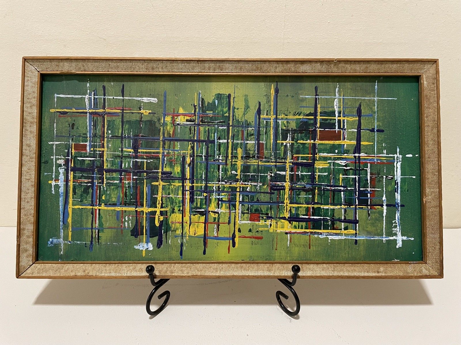 Original Abstract Mid Century Modernist Style Panorama Oil On Board Painting photo buy