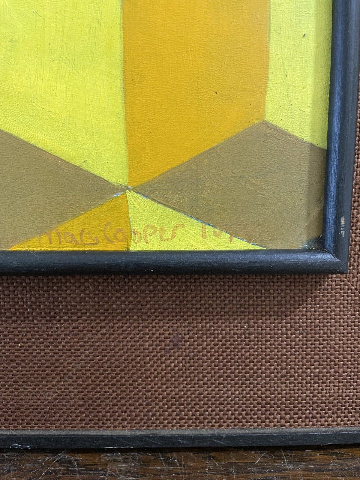Mid Century Op Art Oil Painting Framed Signed Vintage Modernist Bridget Riley photo 795.0