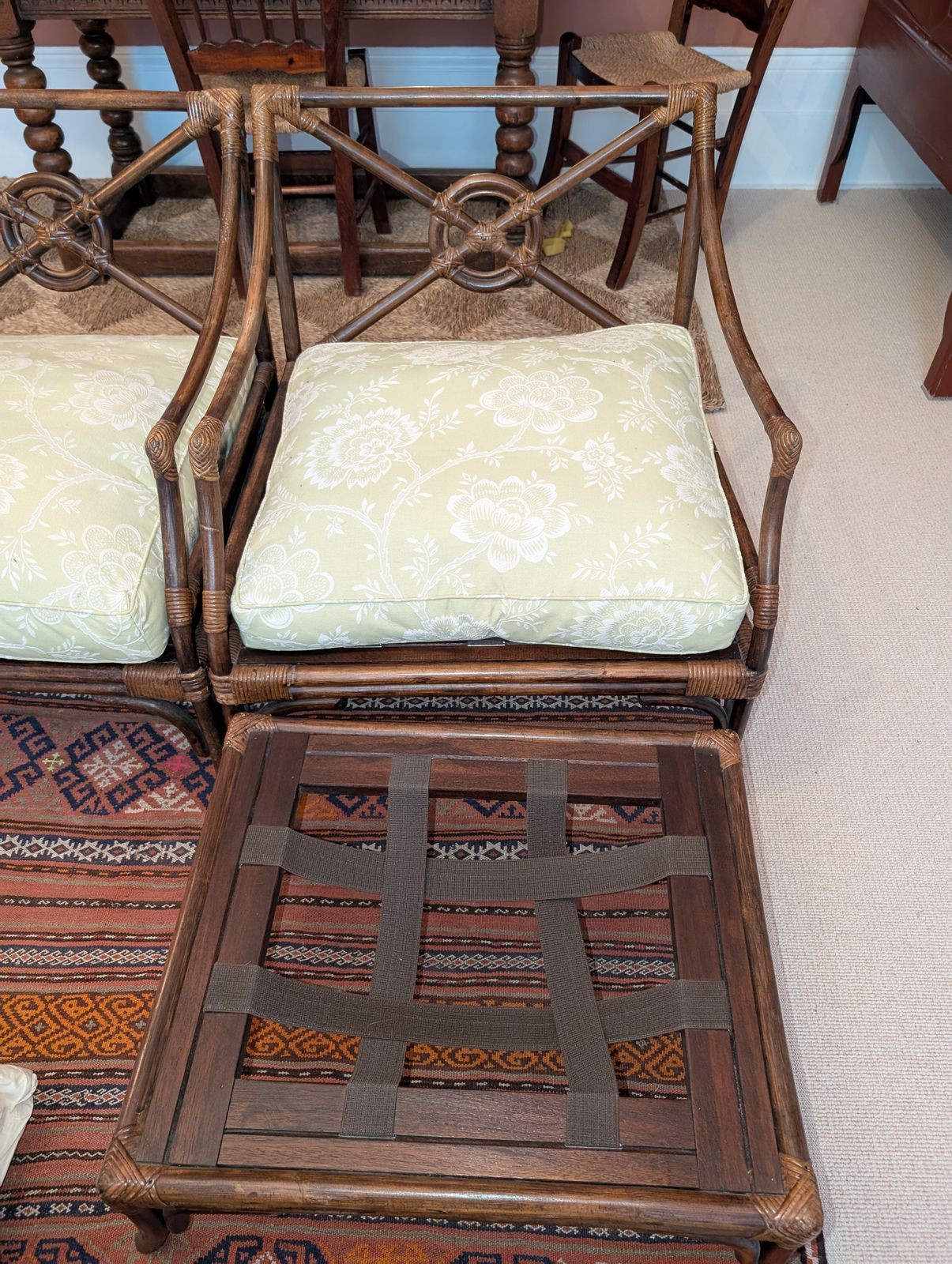 Mcguire Target Style Bamboo/Rattan Chairs With Matching Footstool photo 300.0