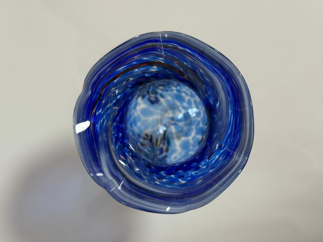 Stunning Cobalt Blue Venetian Ruffle Glass Sundae Coupe photo Home Decor