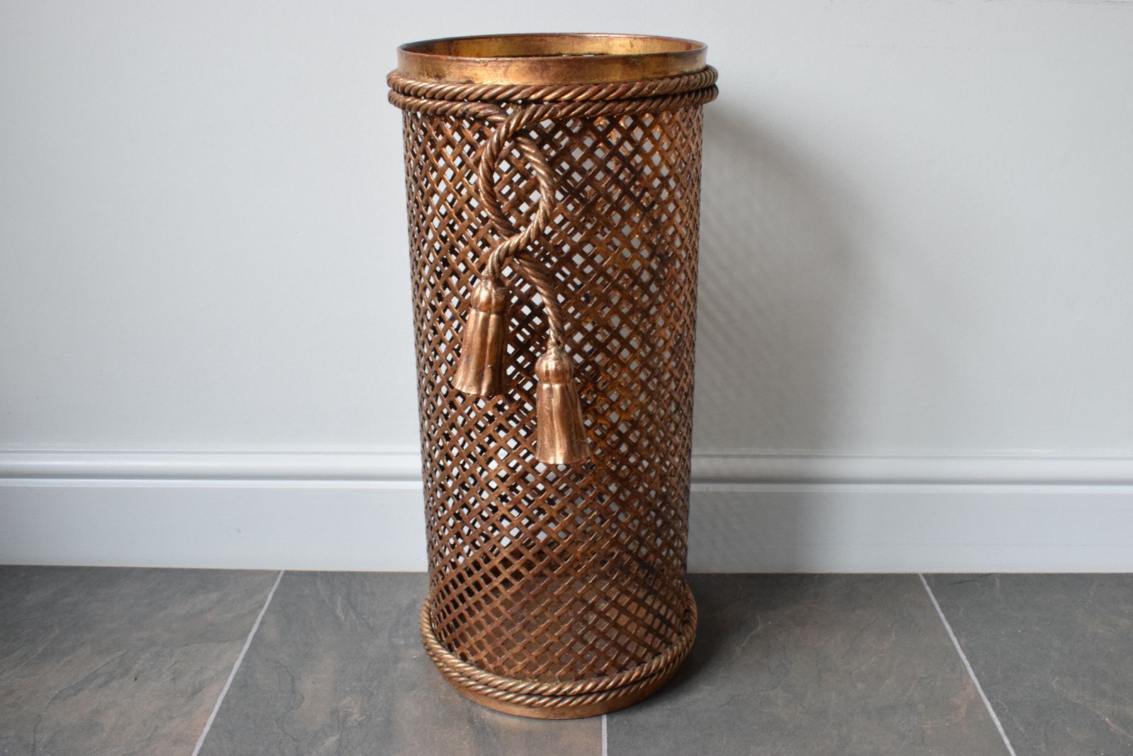 Hollywood Regency Gilded Metal Umbrella Stand By Li Puma Firenze Italy photo furniture