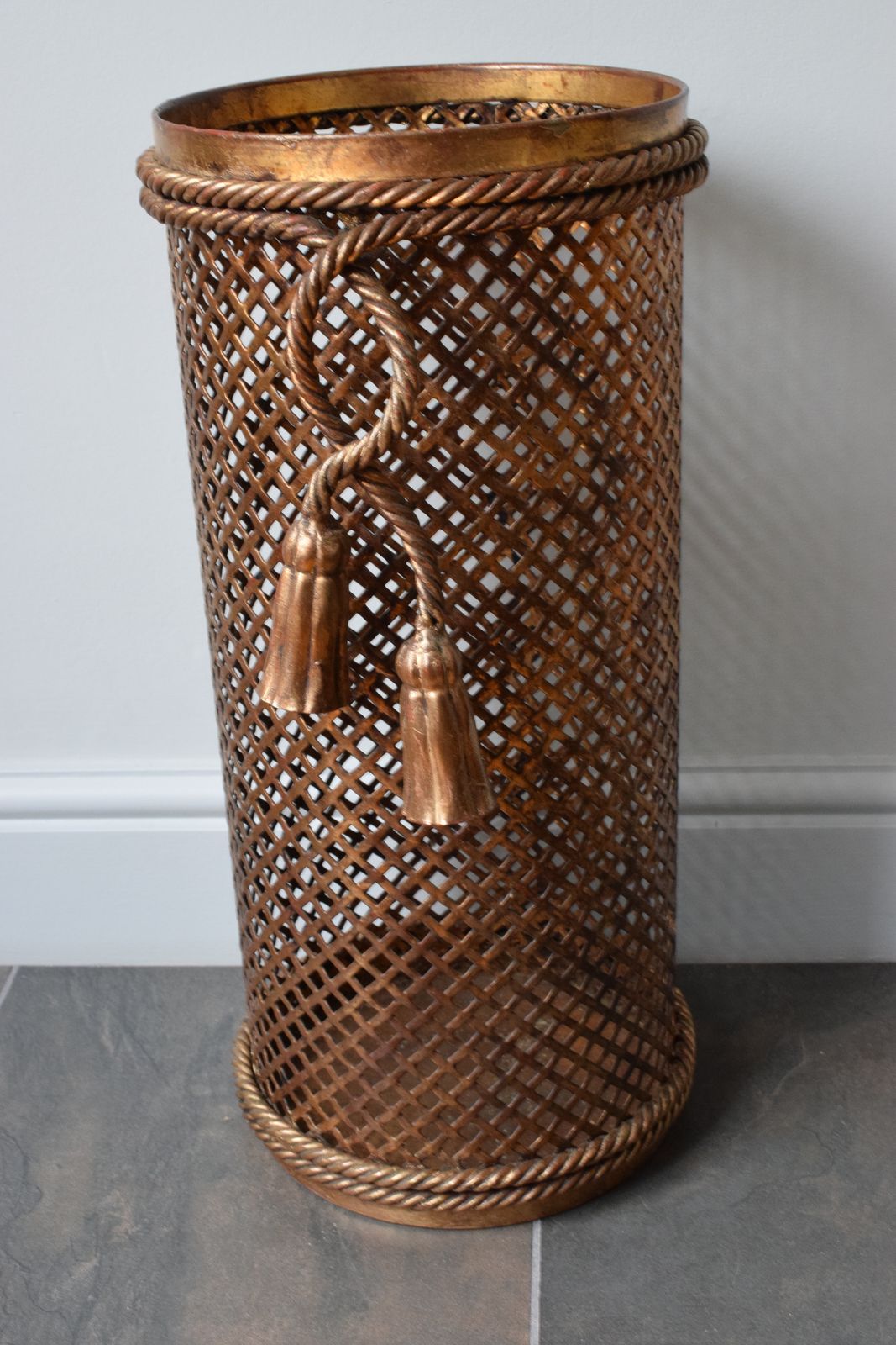 Hollywood Regency Gilded Metal Umbrella Stand By Li Puma Firenze Italy photo Home Decor