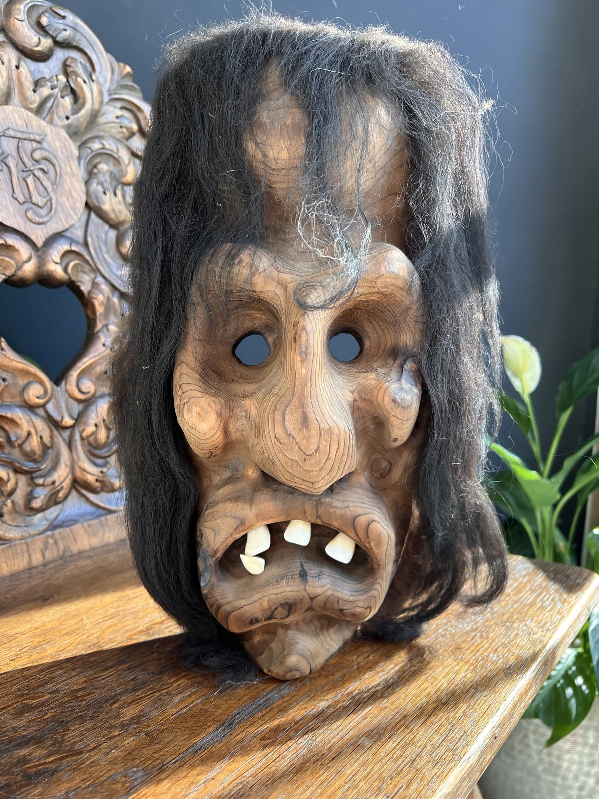 Vintage Swiss Wall Mask, Tschäggättä Mask, Original Lötschentaler Mask, Traditional Wall Mask