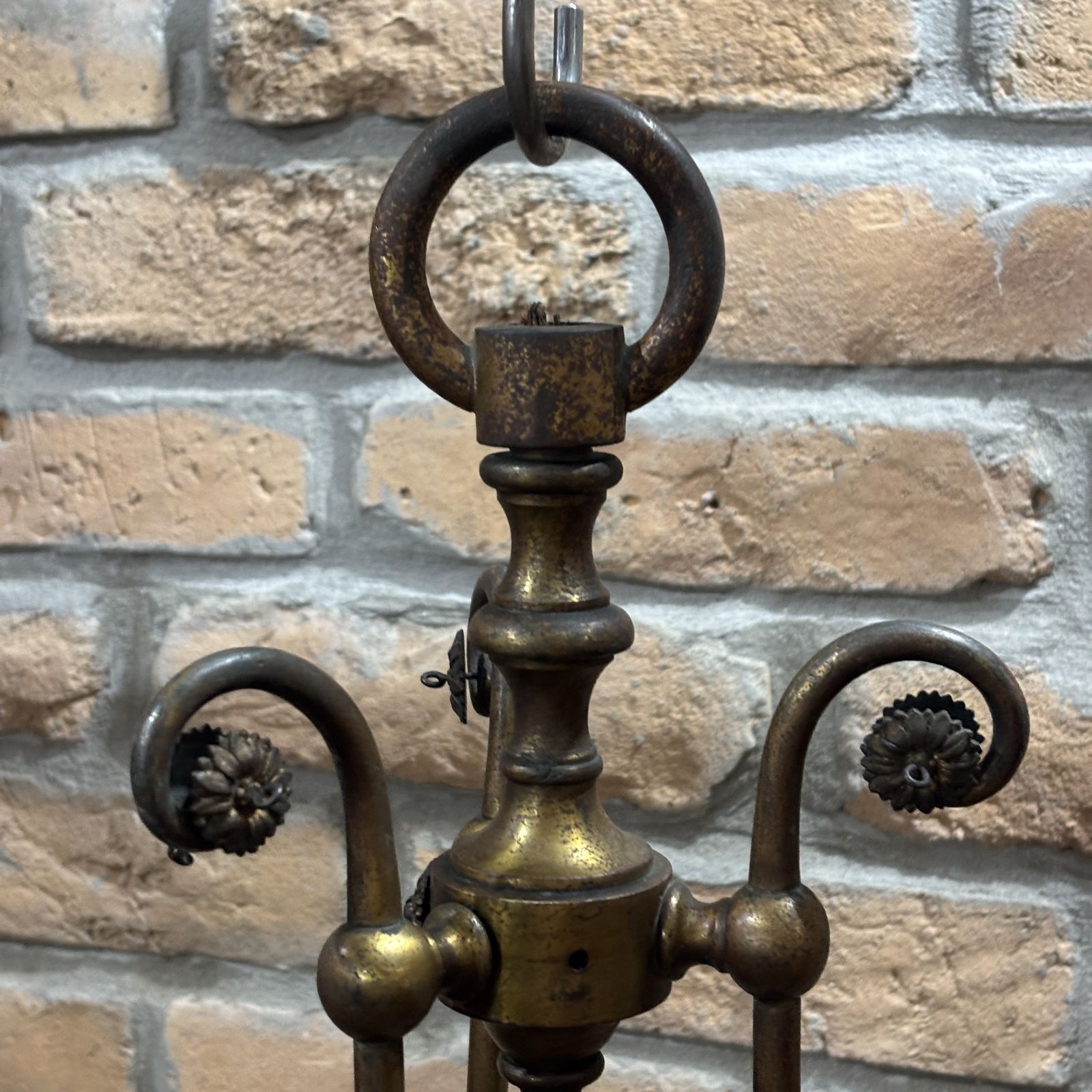 Late Victorian  Glass & Bronze Pendant Light photo 488.0