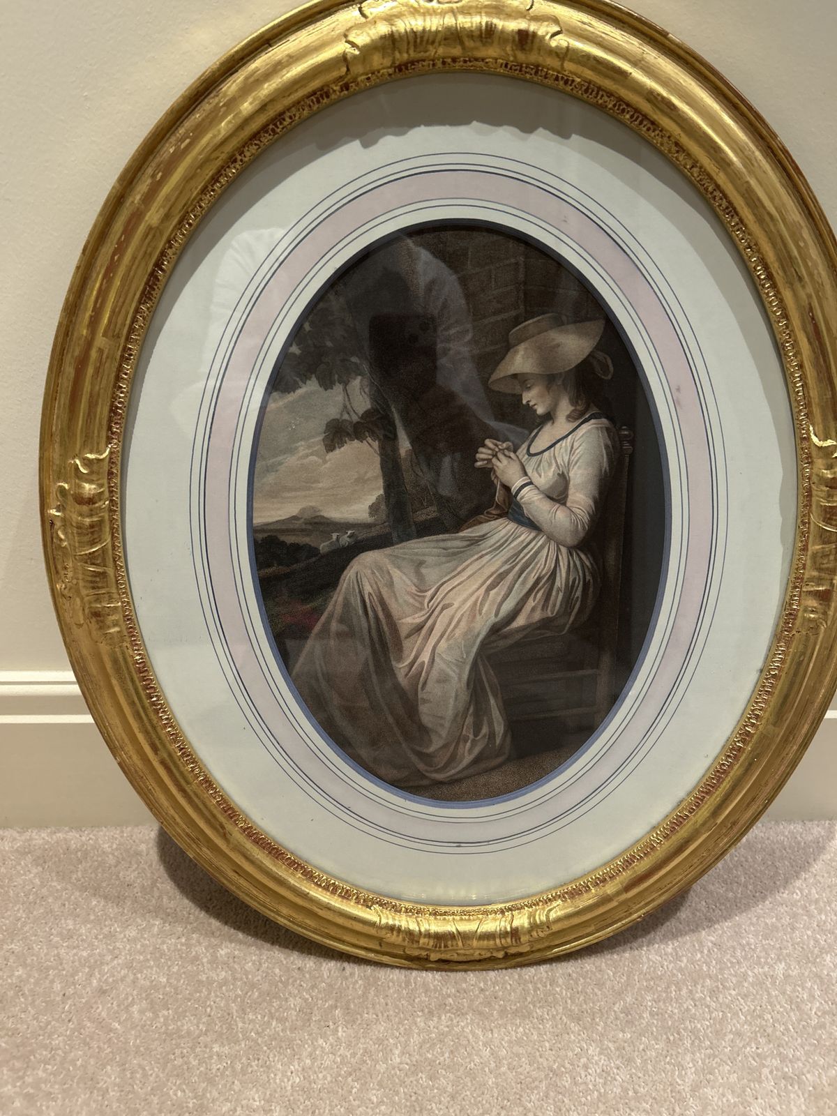 Hand Coloured Print Framed And Mounted Portrait Of A Seamstress