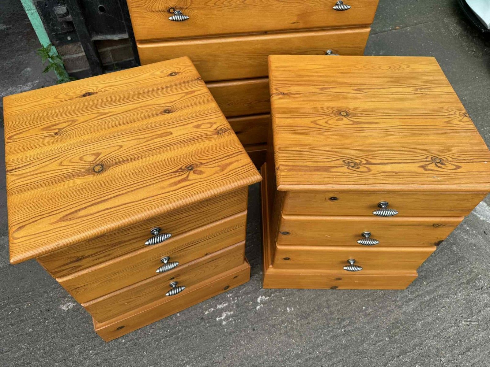 Pair Of Quality Pine Bedside Tables/Drawers Ready To Upcycle photo furniture