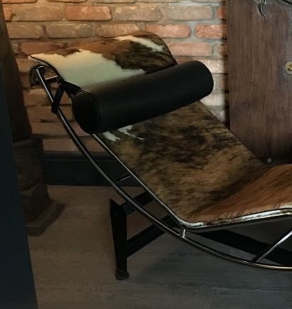 Antique Stunning Cow Hide Corbusier Style Reading Chair photo for sale