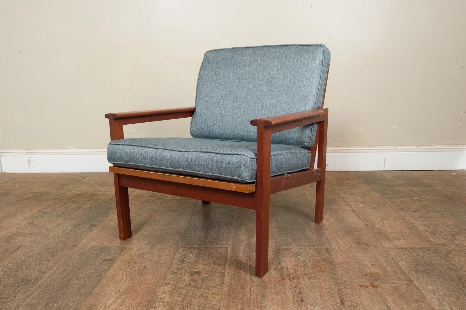 photo for sale Vintagepair Of Danish Teak 'Capella' Lounge Chairs Armchairs By Illum Wikkelso