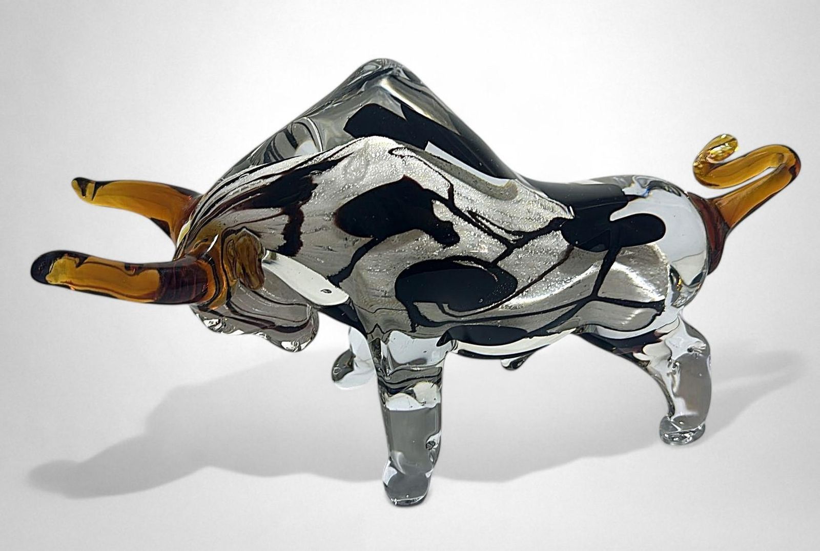 Murano Glass Bull Sculpture Sommerso Technique photo buy