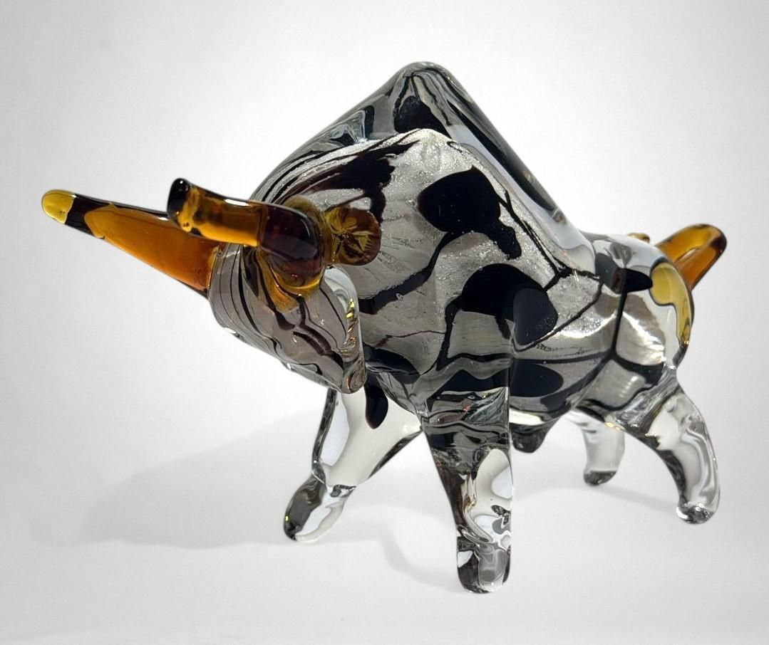 photo for sale Murano Glass Bull Sculpture Sommerso Technique