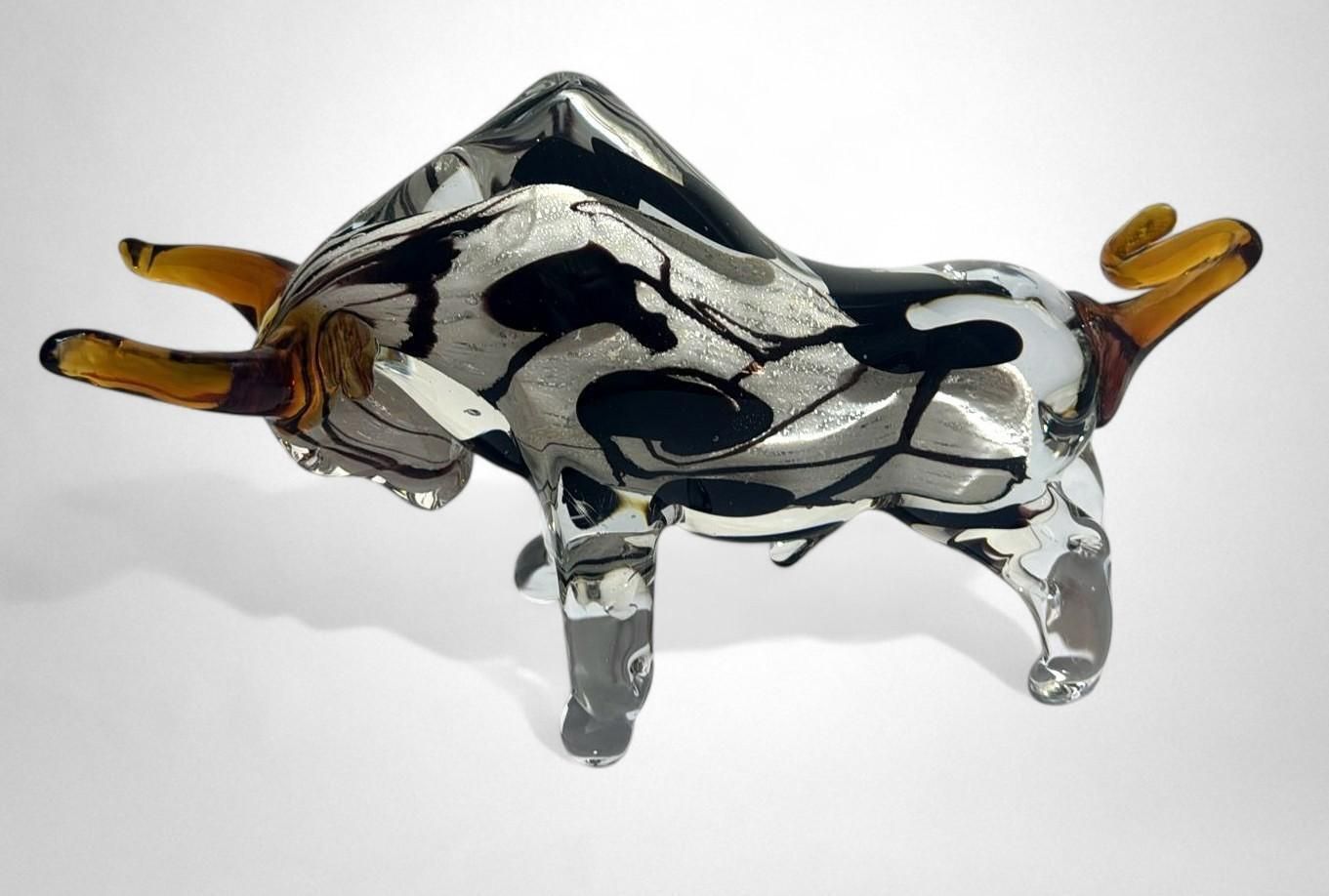 Art Murano Glass Bull Sculpture Sommerso Technique photo