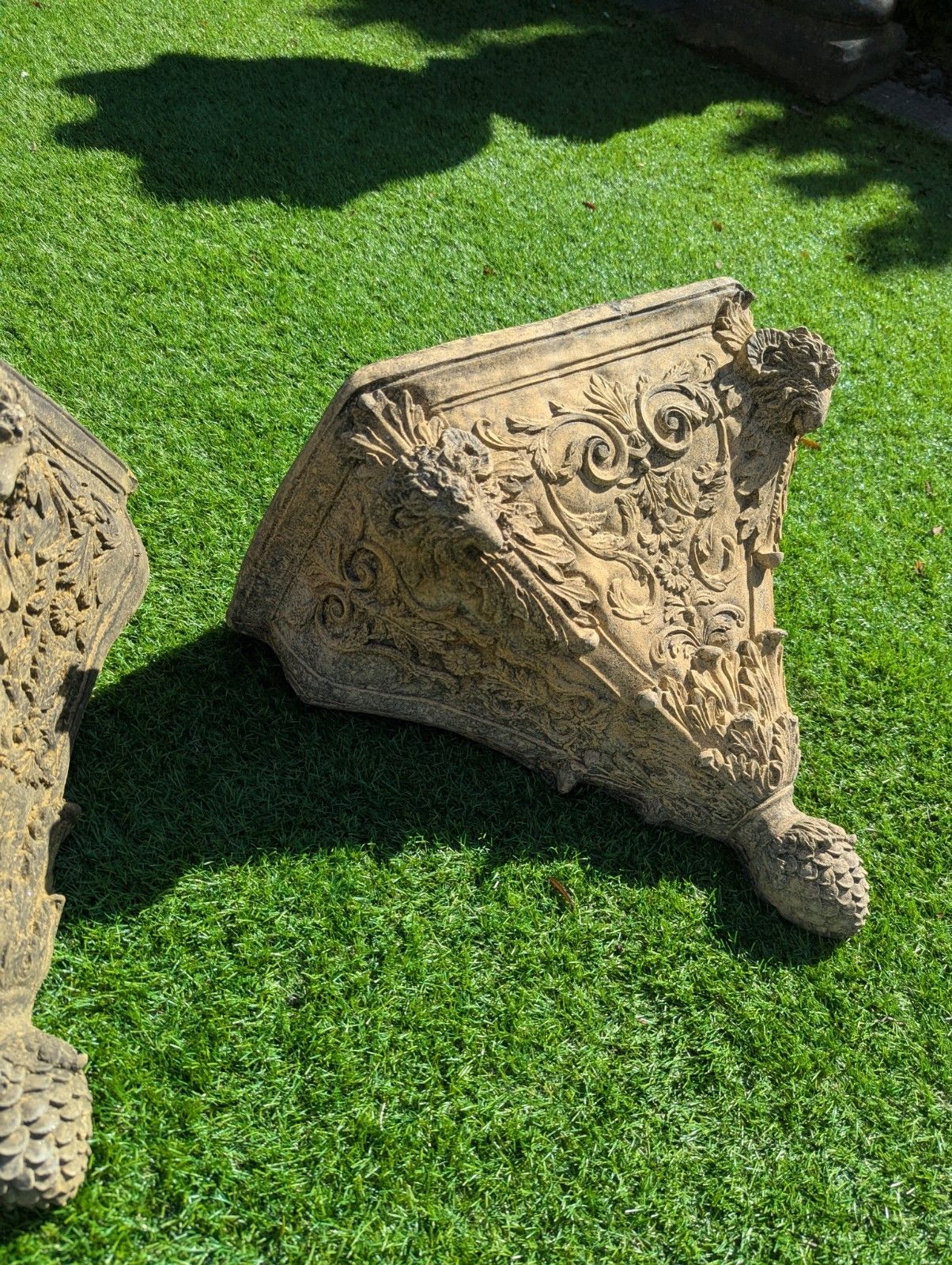 Vintage English Stone Rams Head  Wall Planters Delivery Available 0084. photo Garden Decor