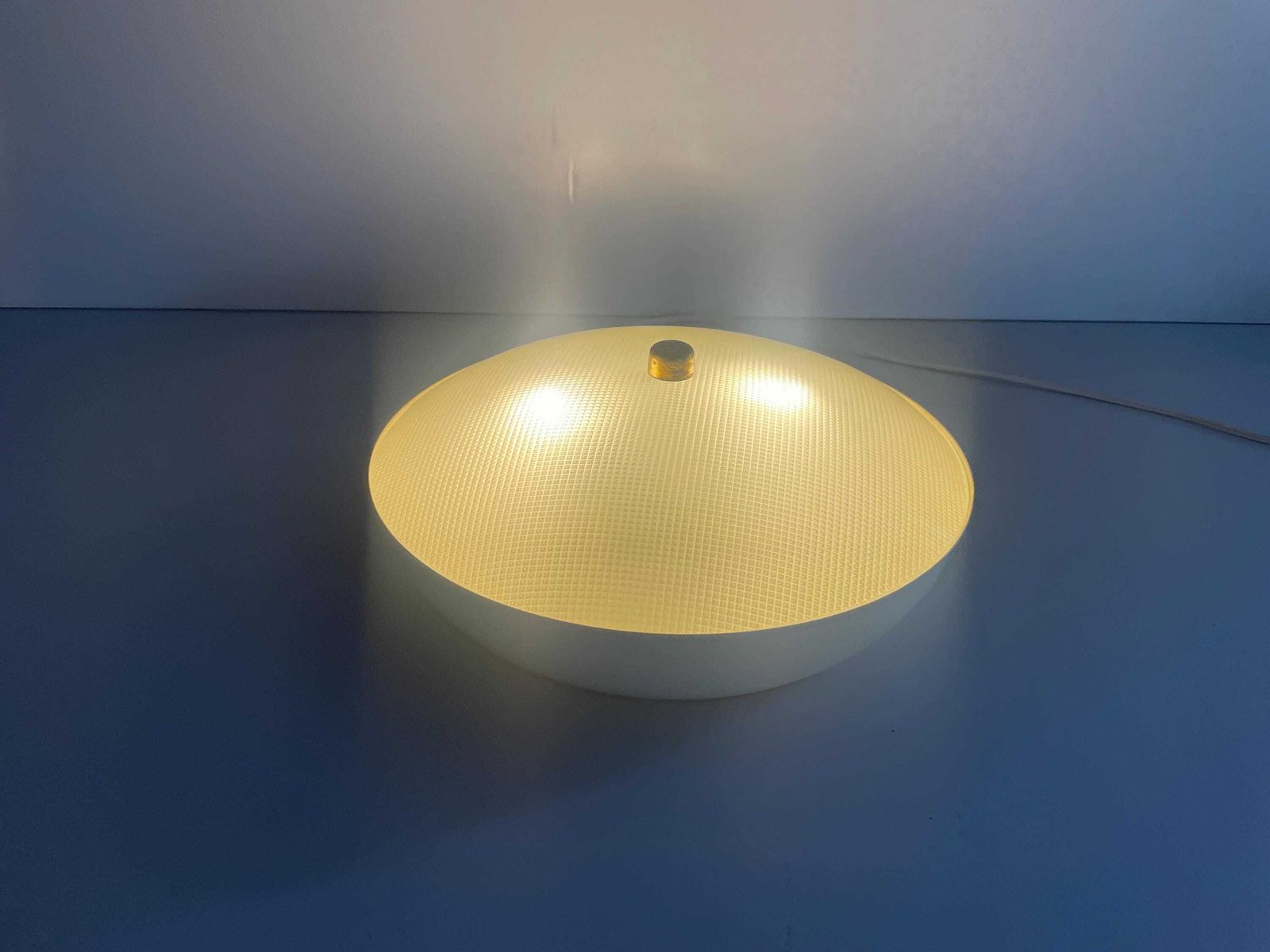 Curved Glass Flush Mount Light By Oscar Torlasco For Lumi, 1950s, Italy photo for sale