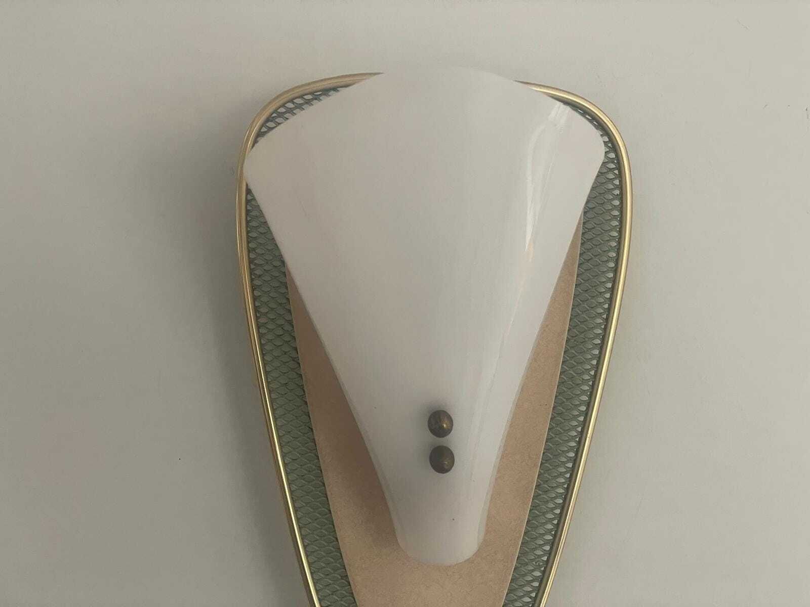 Mid Century Plexiglass And Green/Gold Metal Pair Of Sconces, 1950s, Germany photo vinterior