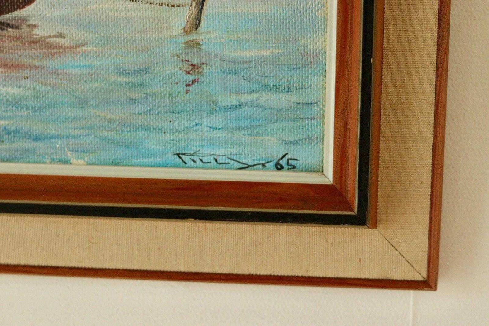 Vintage Panel Painting – “Boat And House Motif” – Signed  58 X 46 Cm (22.8" X 18.1") photo vinterior