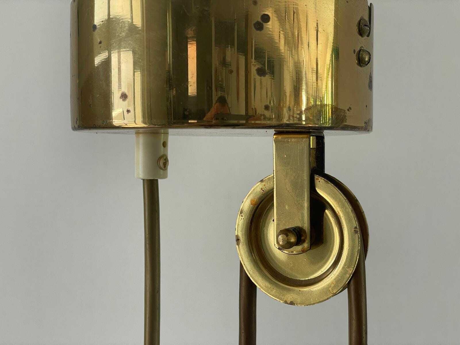 photo for sale Cylindrical Fabric Shade And Full Brass Body Counterweight Ceiling Lamp By Tz Leuchten, 1970s, Germany