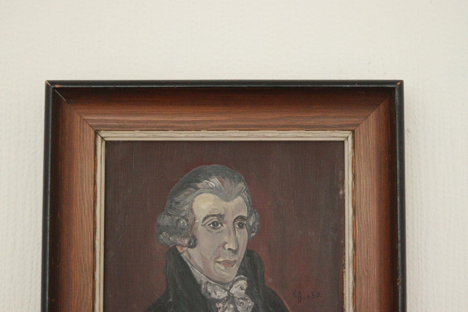 Original Mid Century Swedish Vintage On Panel Painting  “Portrait Of Joseph Haydn” By Kb, 1950 – Framed & Signed  27 X 34 Cm (10.6" X 13.4") photo buy