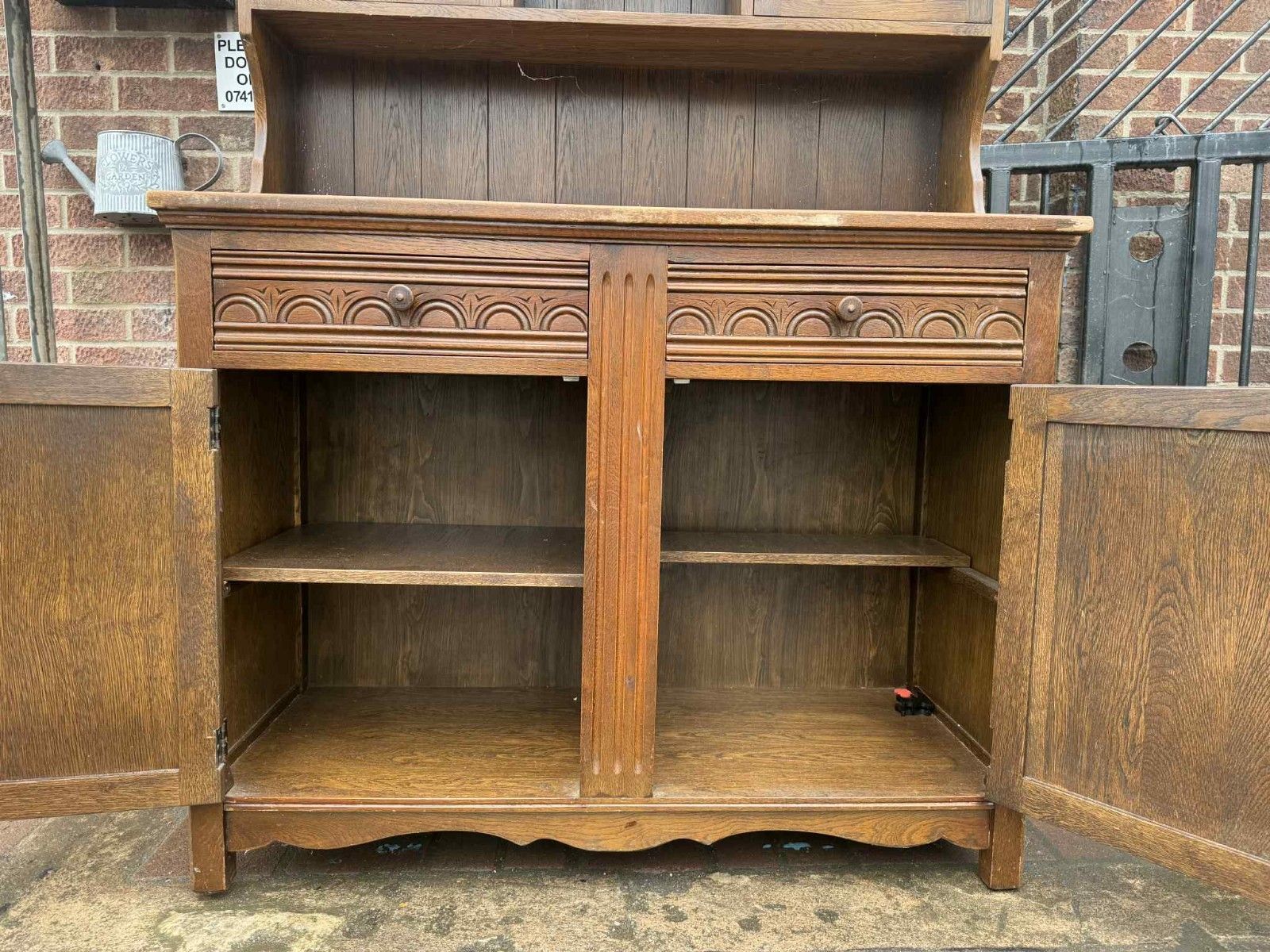 Upcycled Medium Sized Welsh Dresser With Glass Display Cabinet/Sideboard photo furniture