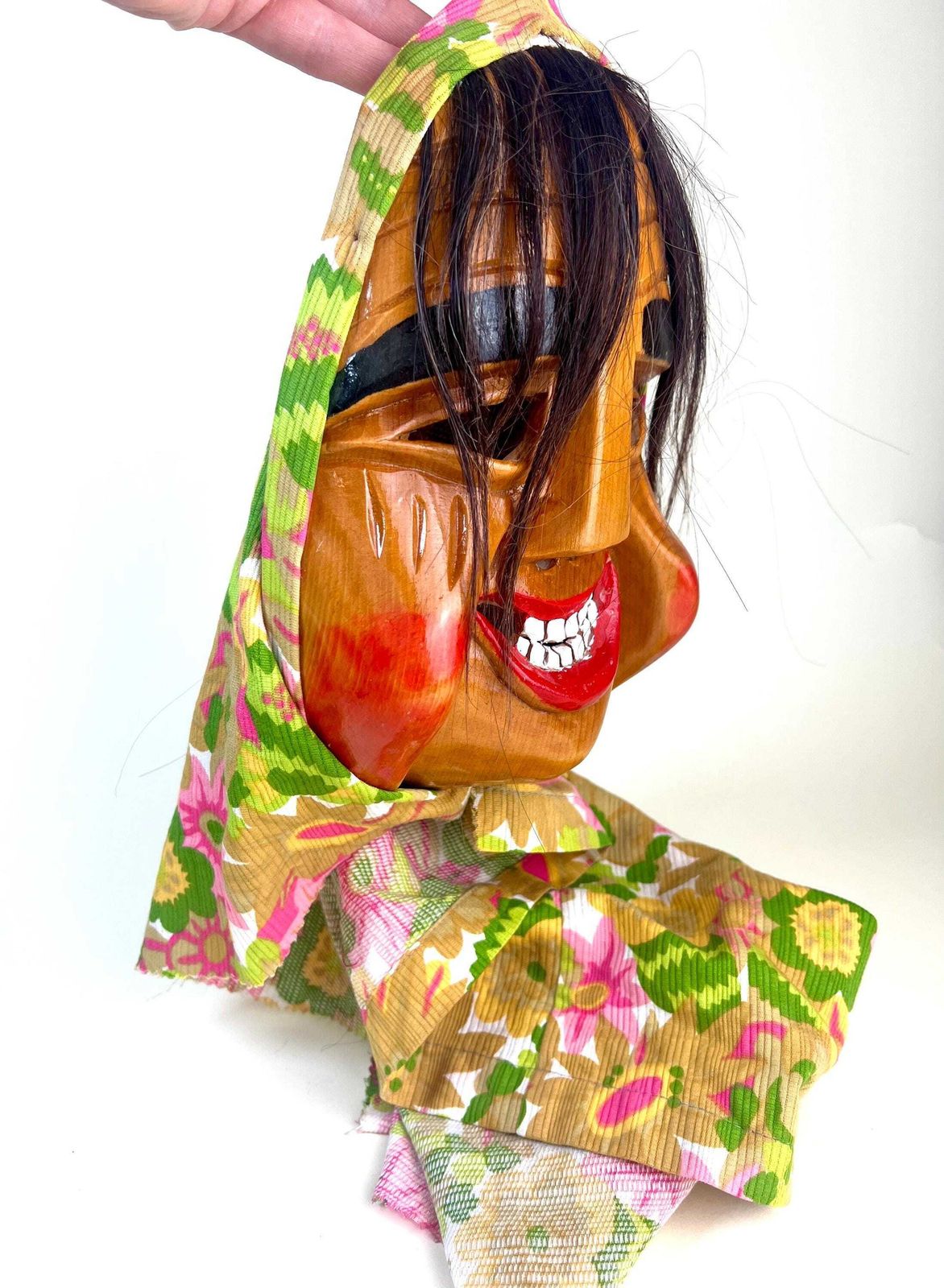 Traditional Flums Carnival Mask: Swiss Wood Wall Decor, 1987 photo vinterior