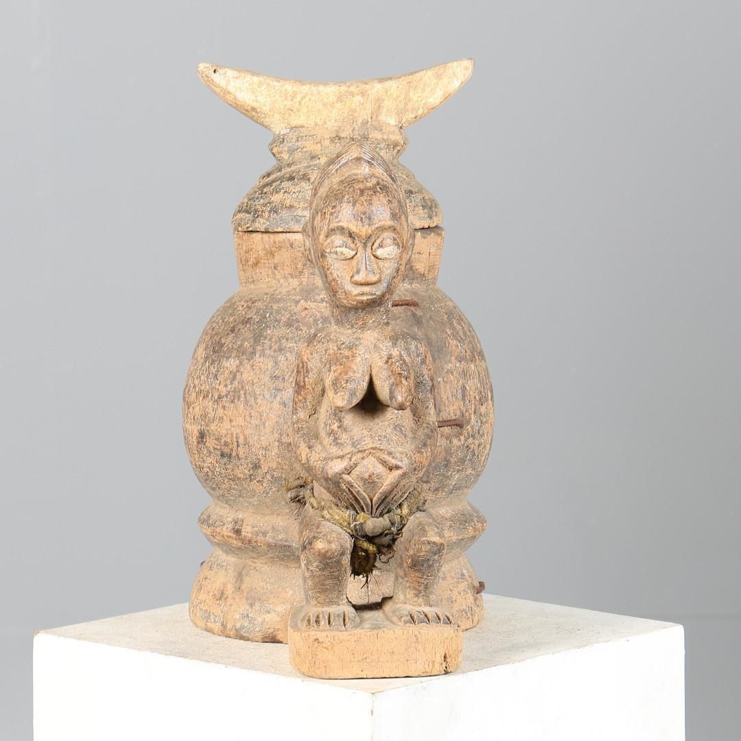Rare Baule Mouse Oracle Box (Gnamien Kpan) Ivory Coast, Mid 20th Century Carving photo vintage