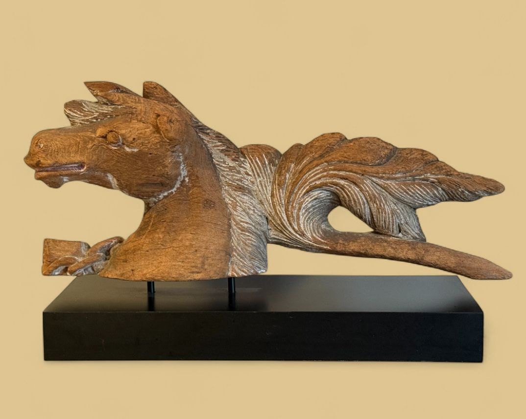 Vintage Hand Carving Of A Horse From South East Asia On Stand photo furniture