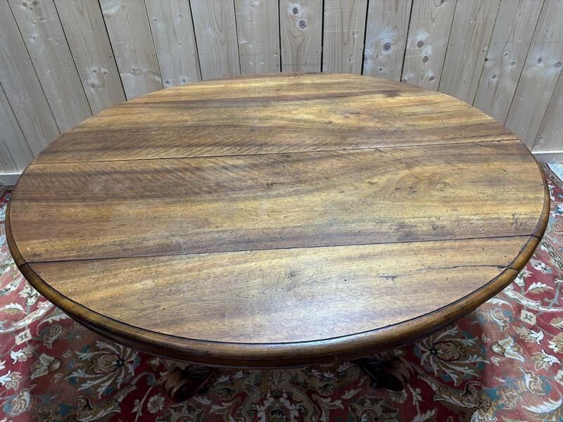 Table à Manger Ovale à Pied Centrale époque Napoléon III photo for sale