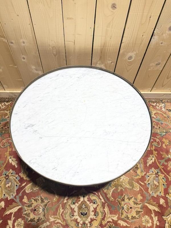 Table Basse Bouilllote De Style Louis XVI Marbre De Carrare photo vinterior
