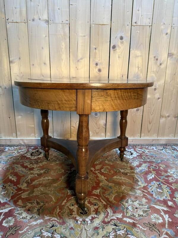 Table Ronde D'appoint   Guéridon époque Louis Philippe En Noyer Massif