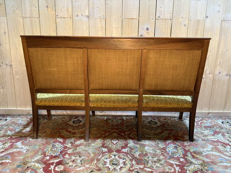 Banquette   Canapé époque Restaurarion En Velours De Gêne Jaune 1830 photo buy