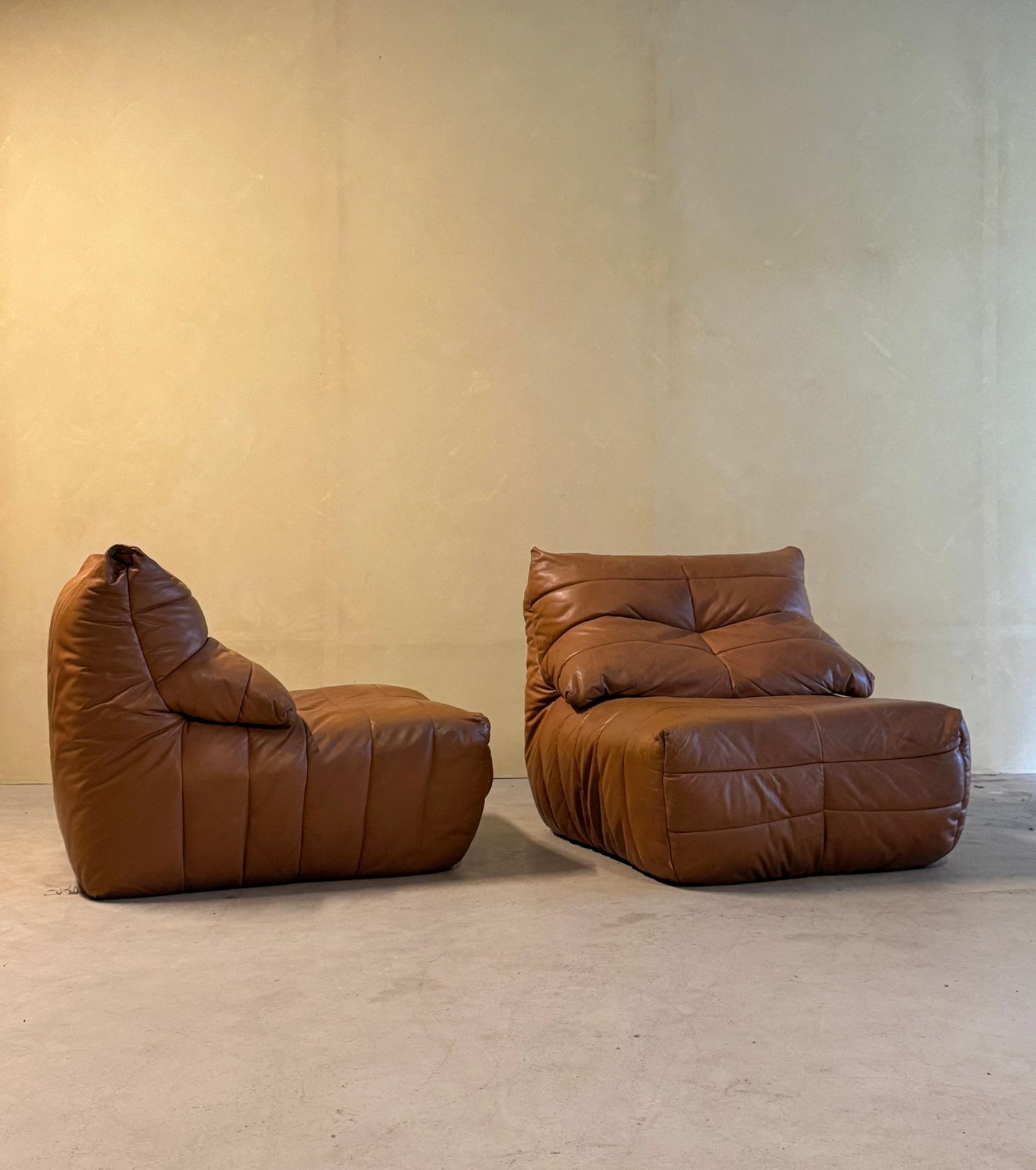 Cognac Leren "Panto" Loungeset Van Marc Held Voor Dunlopillo, Jaren 1970 photo furniture