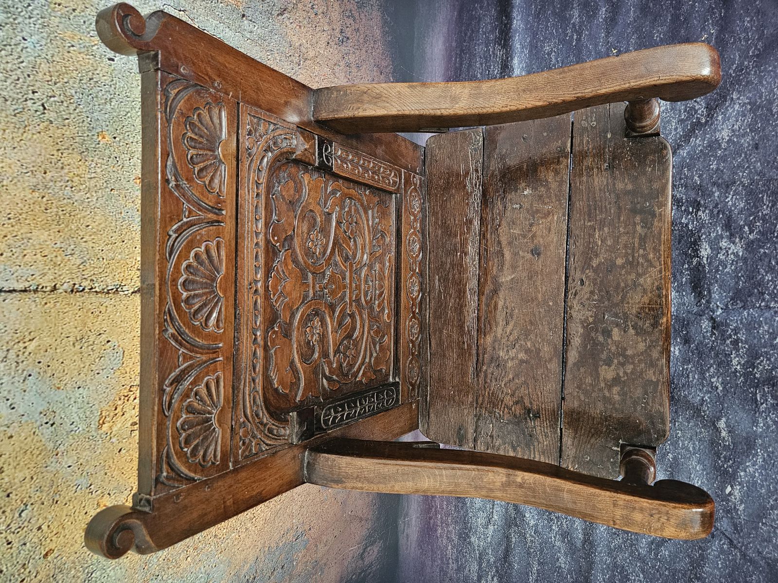 Antique 17th Century Oak Wainscot Hall Chair photo for sale