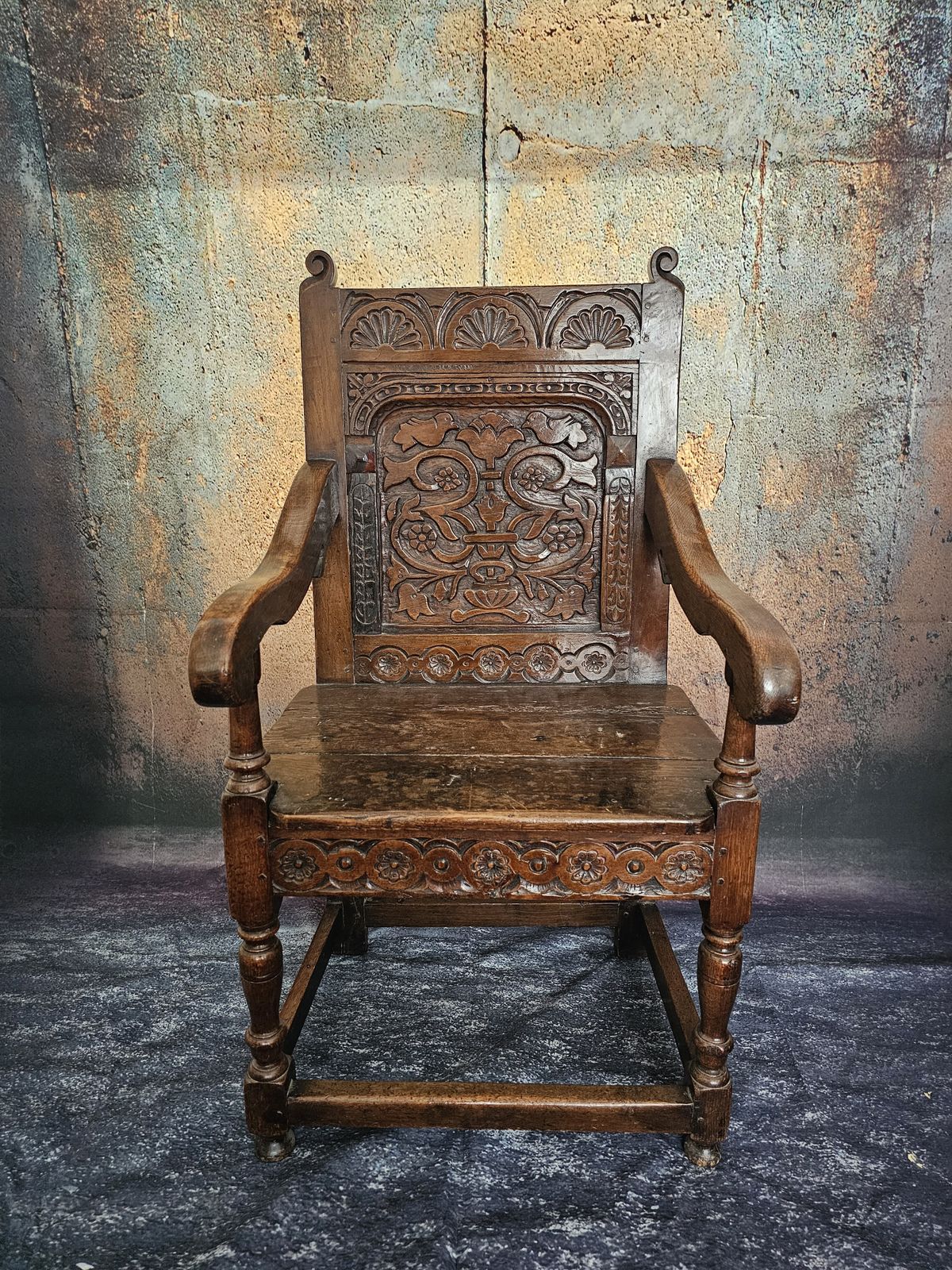 Antique 17th Century Oak Wainscot Hall Chair photo Furniture