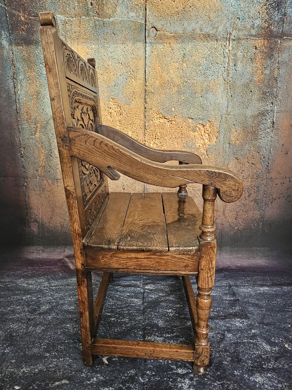 Antique 17th Century Oak Wainscot Hall Chair photo vinterior