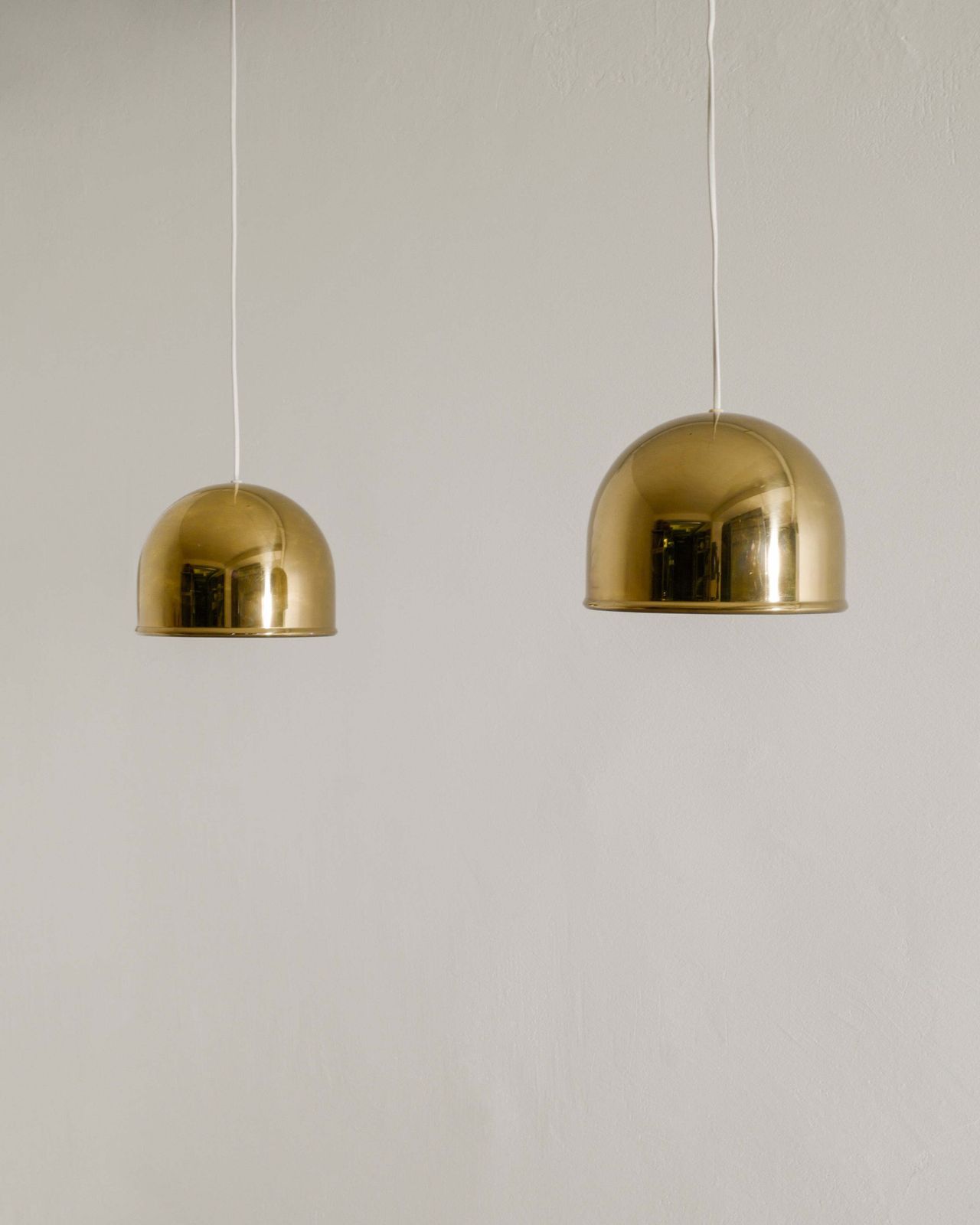 Pair Of Swedish Mid Century Brass Ceiling Lamp Pendants By Eje Ahlgren & Bergboms, 1960s