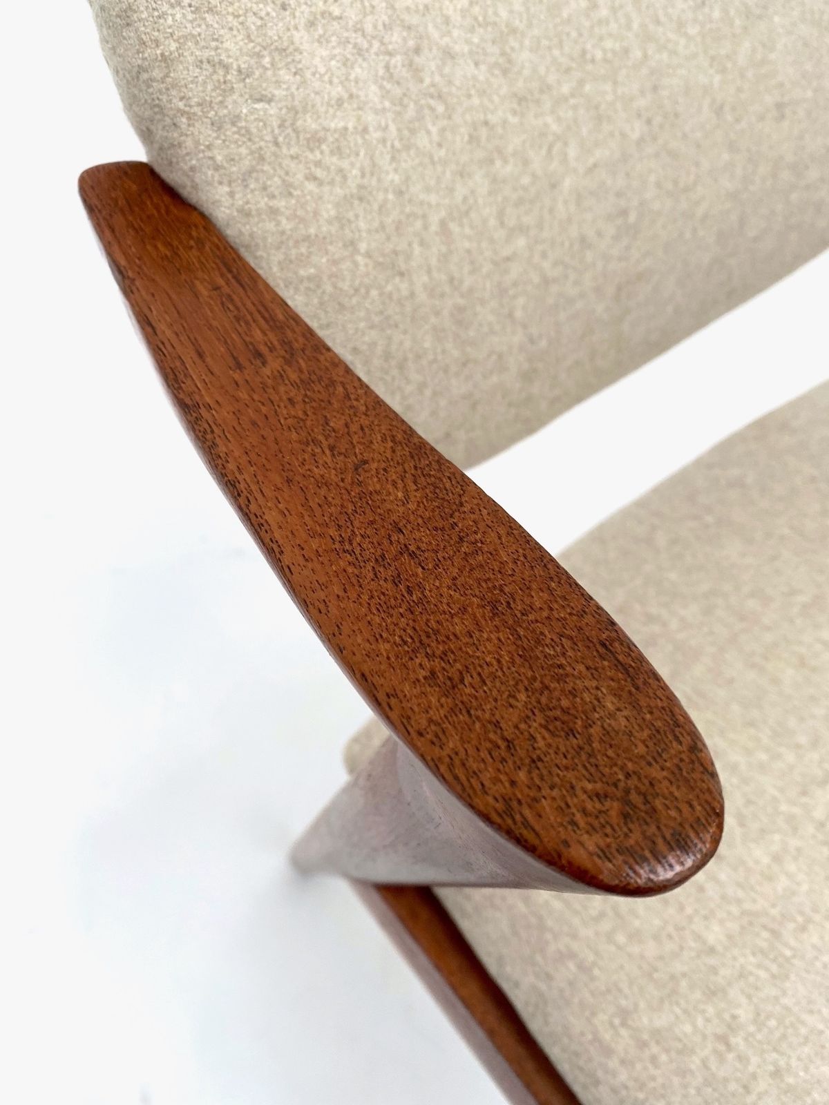 photo buy Danish Kai Kristiansen Model 42 For Shous Møbelfabrik Teak And Cream Wool Dining Desk Chair Mid Century 1960s