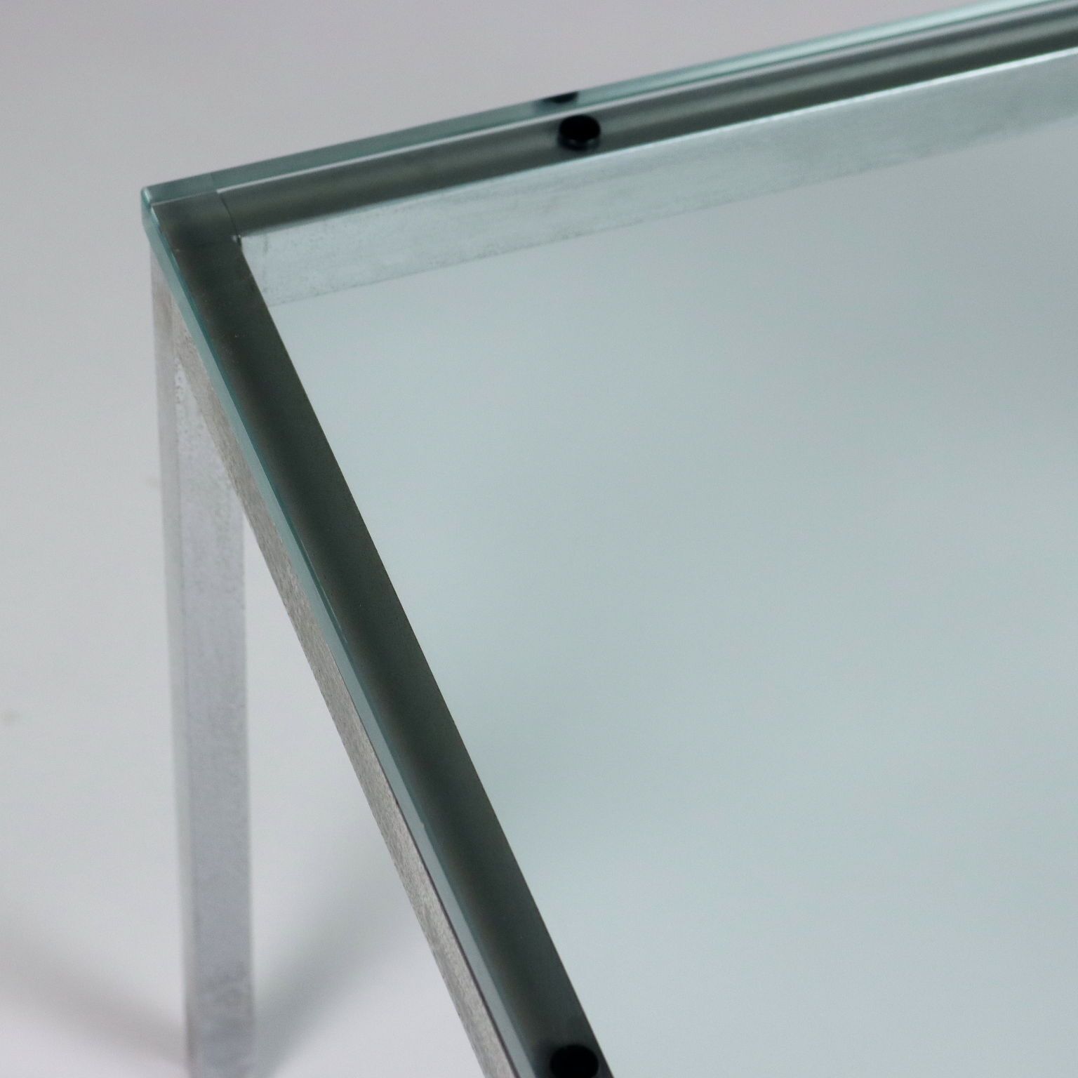 Vintage Coffee Table Chromed Metal Glass Italy 1960s 70s photo vinterior