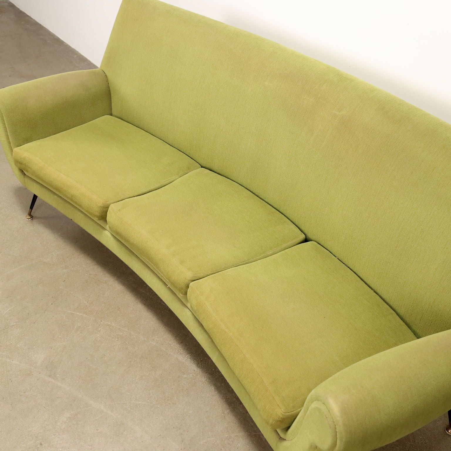 photo furniture Vintage Sofa Fabric Brass 3 Seater Design Italy 1950s 1960s