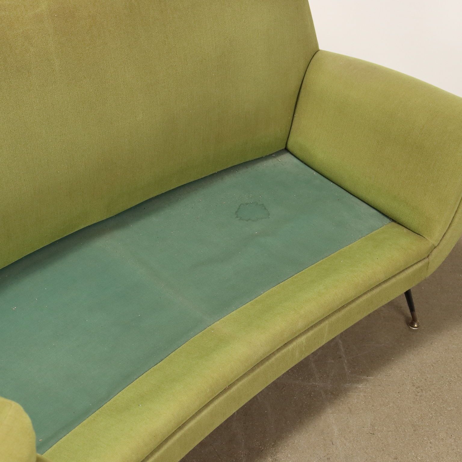 photo for sale Vintage Sofa Fabric Brass 3 Seater Design Italy 1950s 1960s