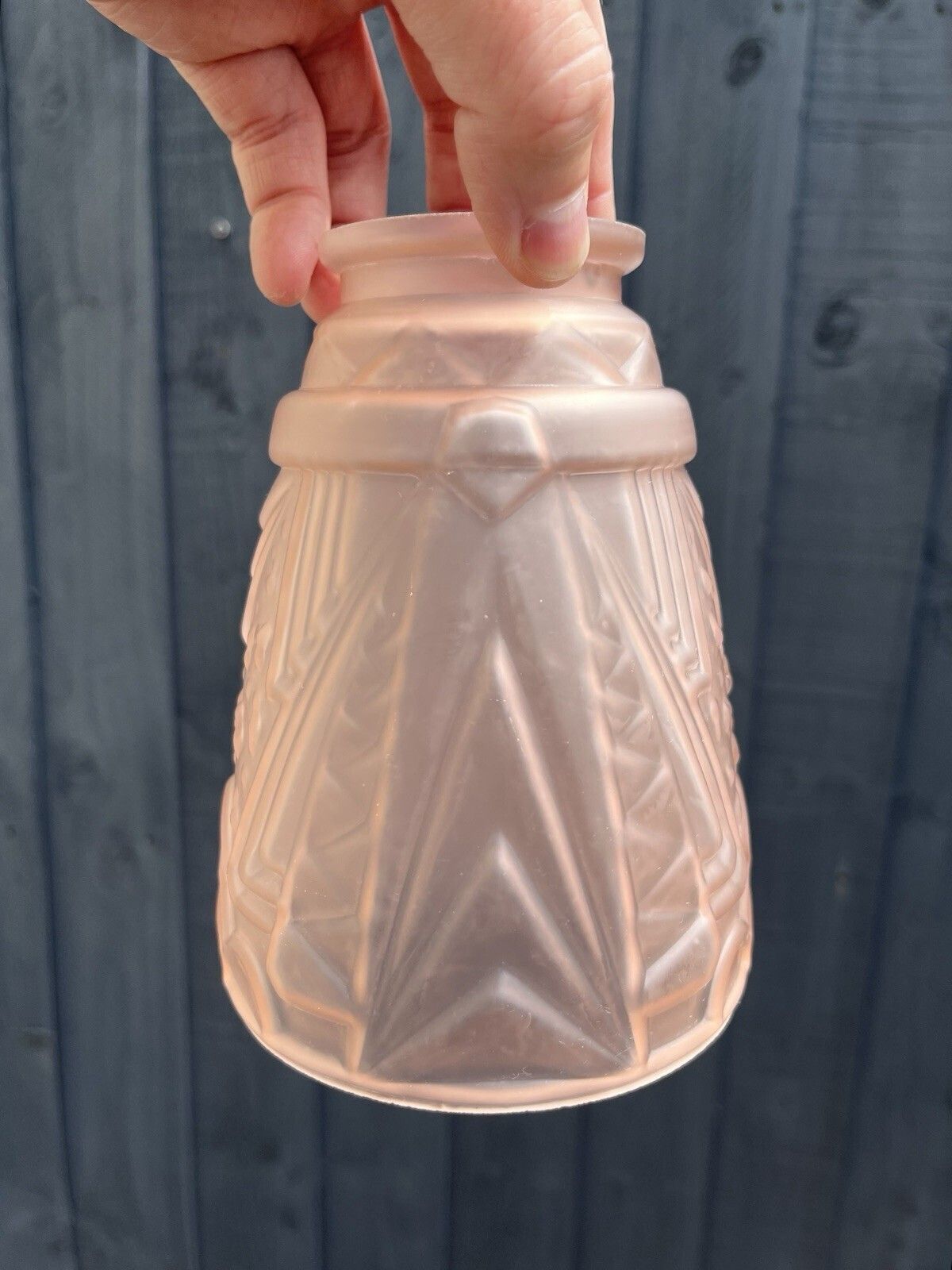 Superb French Satin Pink Art Deco Frosted Glass Light Ceiling Lamp Shade Muller Freres Luneville photo furniture