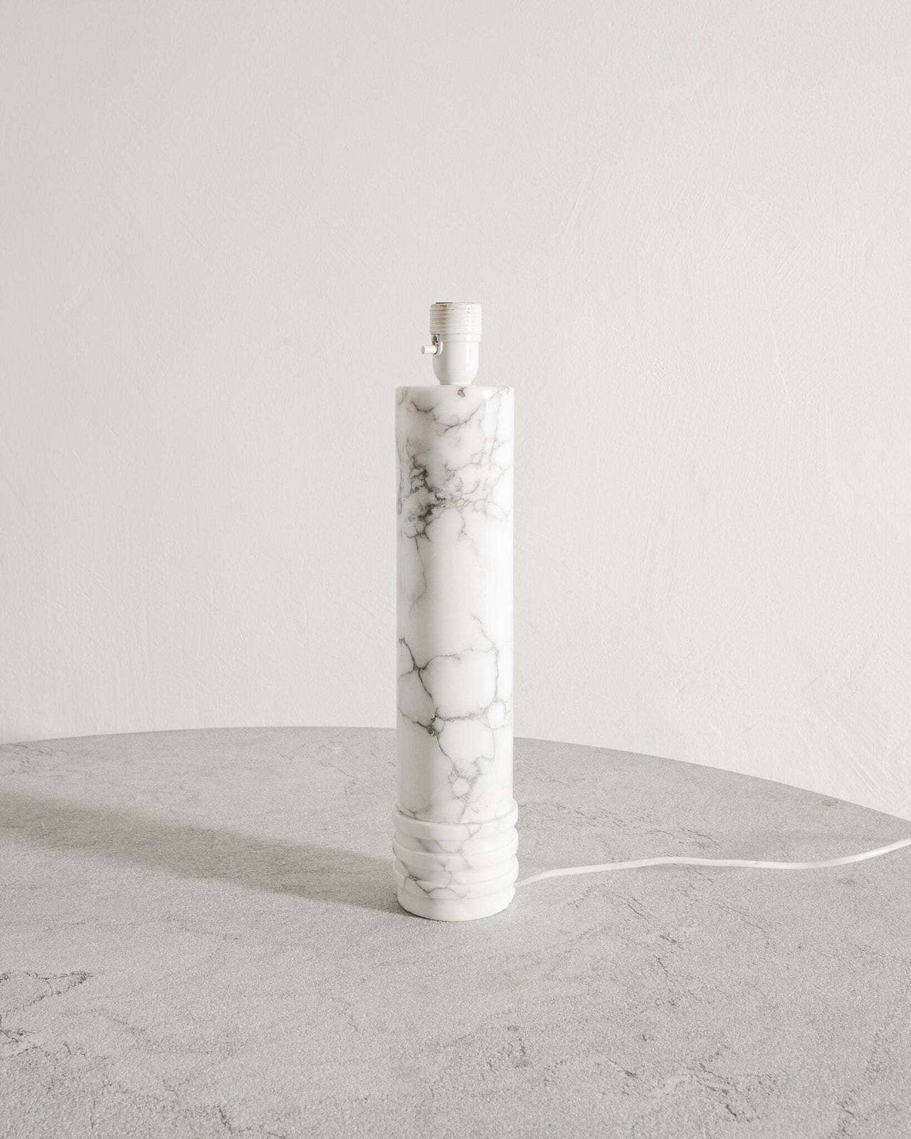 Swedish Mid Century Cylinder "B 10" Table Lamp In Solid White Marble By Bergboms In Sweden, 1960s photo furniture