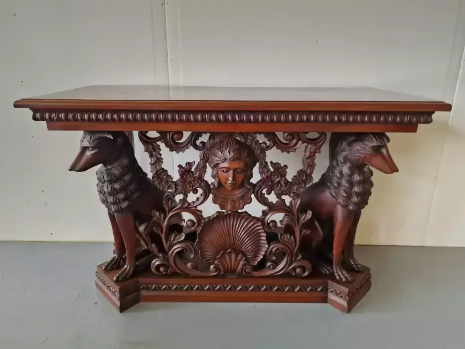 Neo Renaissance Style Mahogany Console