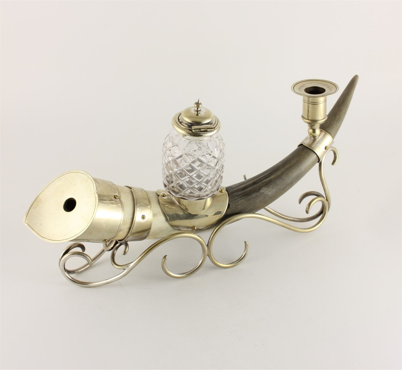 Antique Silver Plated Horn Of Plenty Cornucopia Desk Stand. Inkwell. photo vintage