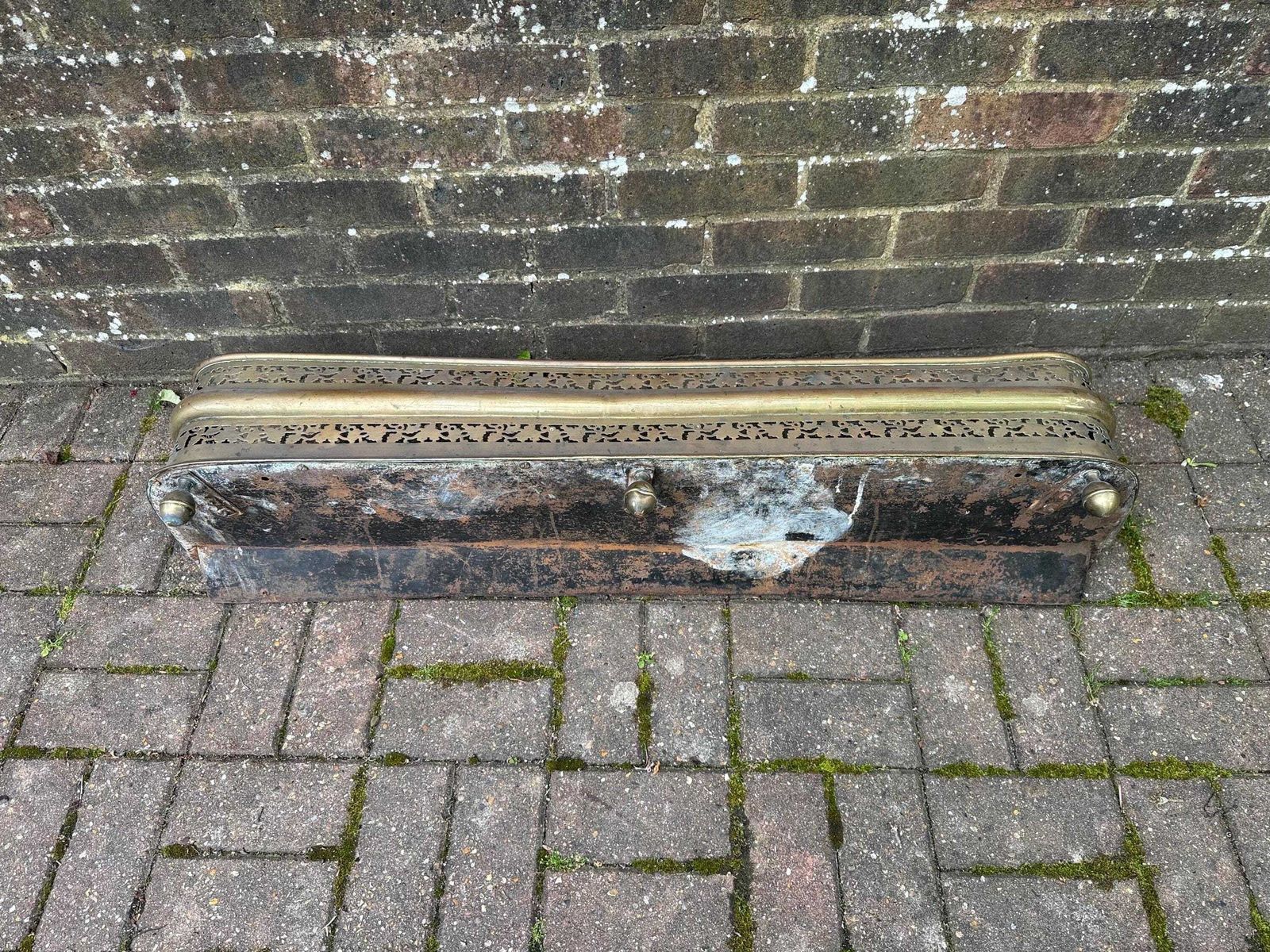 photo for sale Victorian Pierced Brass Metal Quality Fireplace Fender, Fire Hearth Guard   Attractive Detail, Vgc