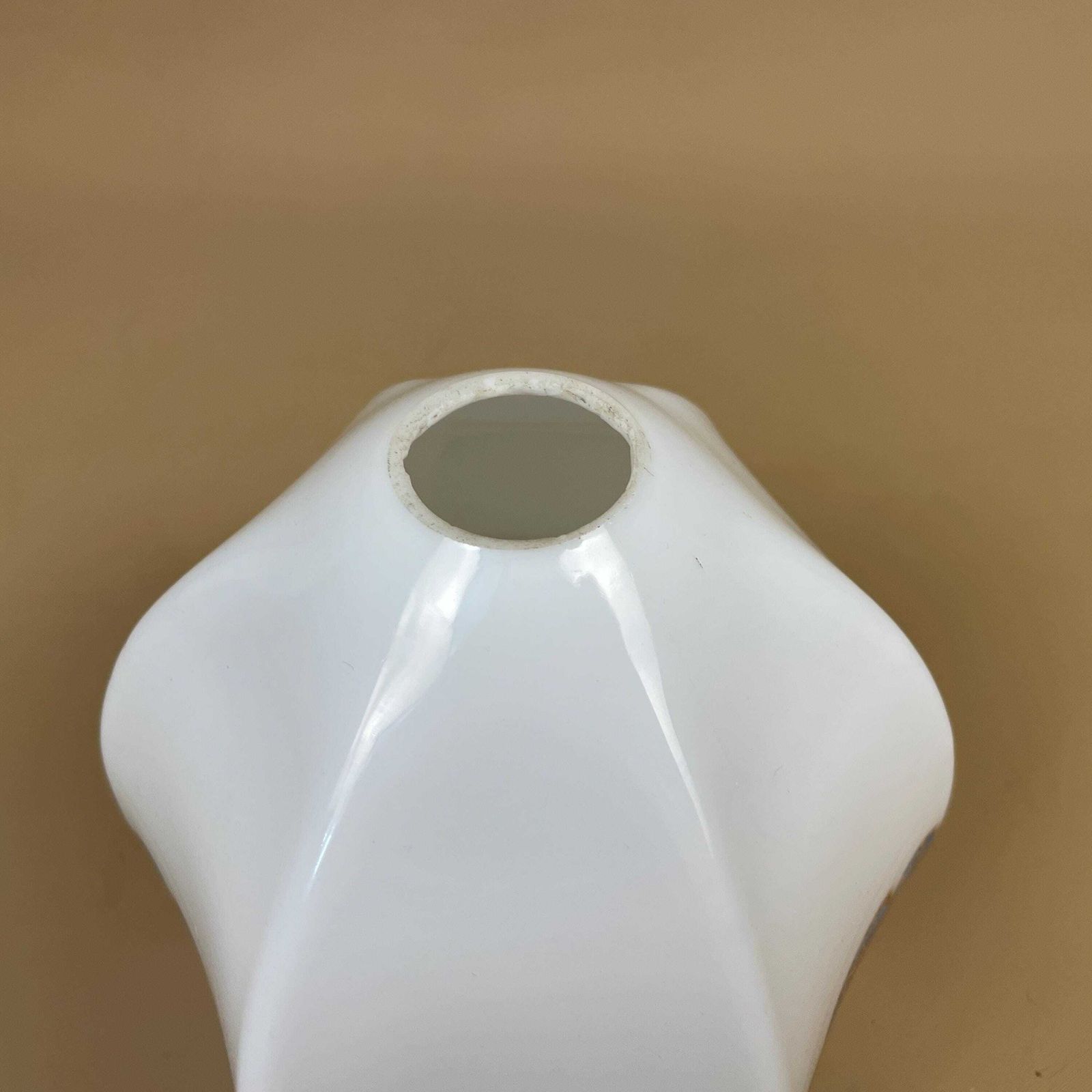 Vintage Glass Ceiling Light Shade White Pendant Stain Glass Tiffany Style Art Deco Blue Patterned Band Ribbon Lampshade Antique Lamp photo 78.0