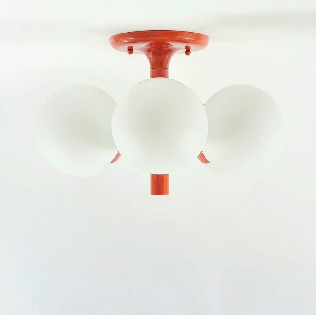 Large Space Age Sputnik Opal Glass Ceiling Light From Kaiser Leuchten, Germany, 1960s photo for sale