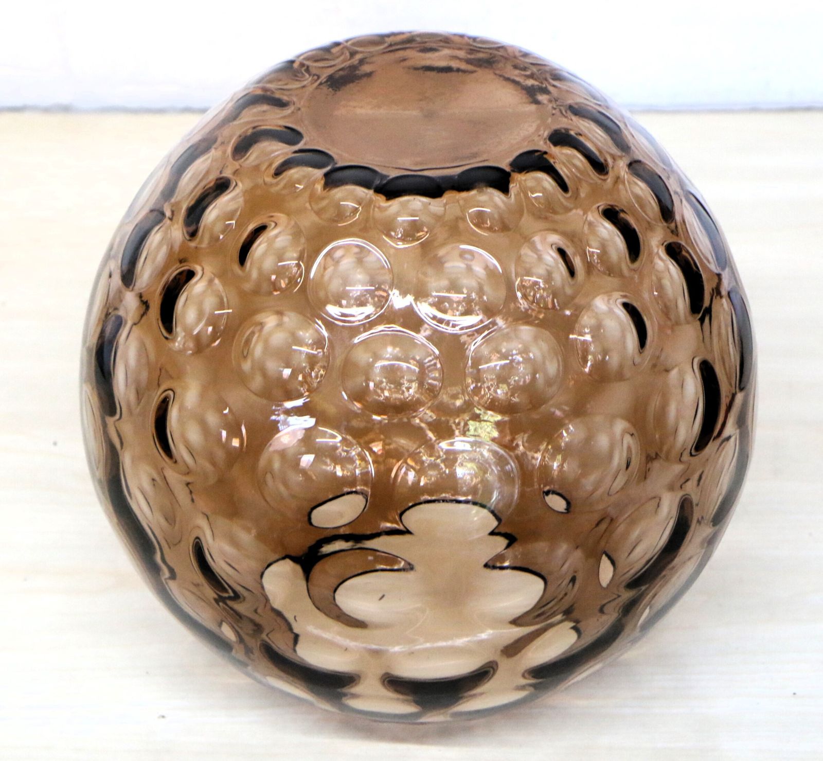 Mcm Large Glass Optic Bowl By Borske Sklo Union Very Retro Glass Display Piece 60s photo for sale