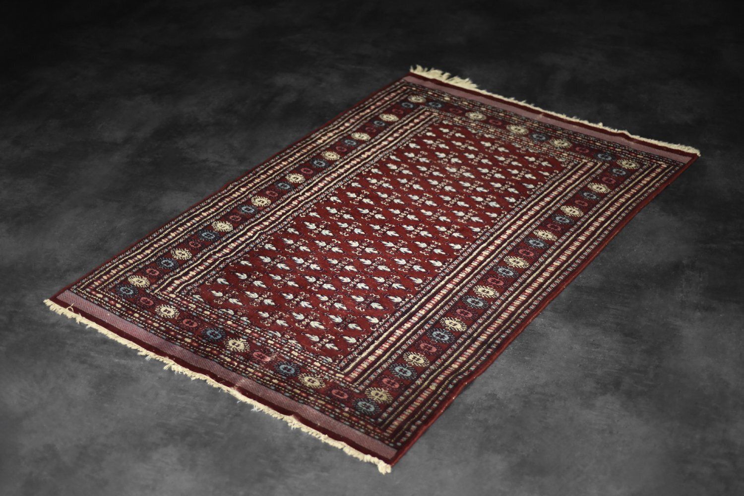 Vintage Red Hand Woven Oriental Bokhara Rug, 1960s