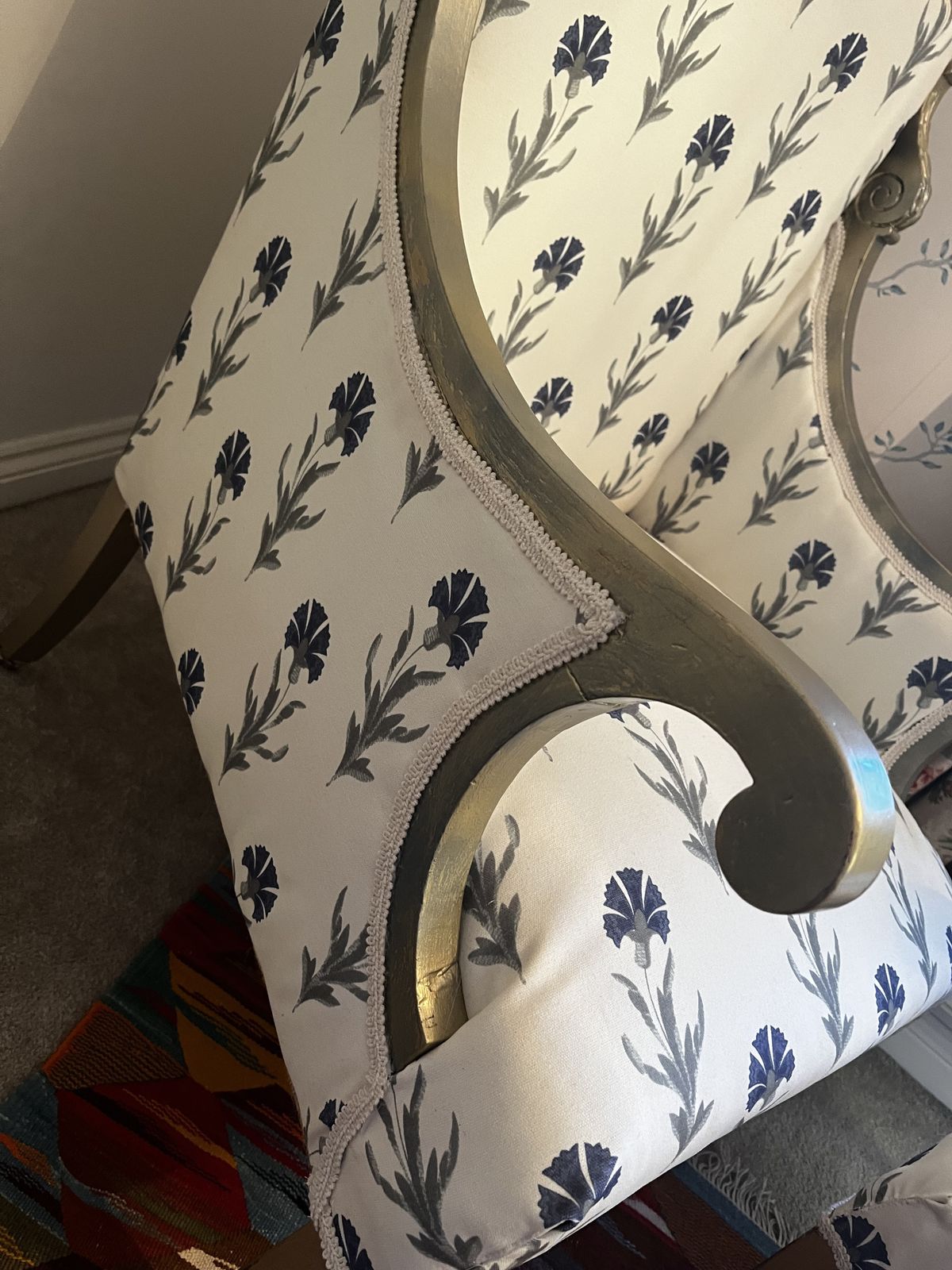 A Pair Of Victorian Armchairs, Totally Restored And Upholstered In An Archived Printed Order Laura Ashley Fabric. photo vintage